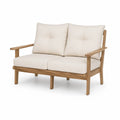 Dwuosobowa sofa z drewna teak z beżowymi poduszkami 120x75x85 cm