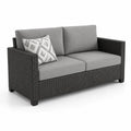Sofa ogrodowa z technorattanu szara 2-osobowa 140 cm