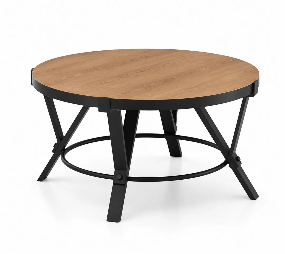 Stolik kawowy okrągły drewno metal 80 cm