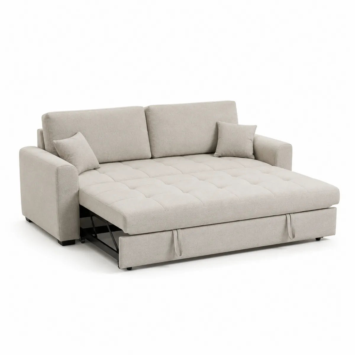 Rozkładana sofa z tkaniny beżowej 200x150 cm