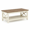 Stolik kawowy z drewna i MDF biały 110x60x45 cm