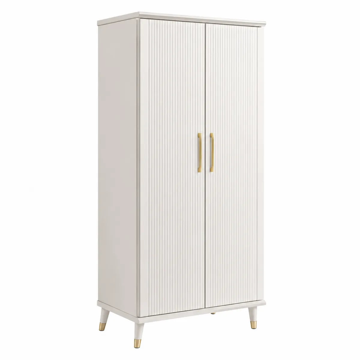Szafa dwudrzwiowa biały MDF z uchwytami metalowymi 180 cm