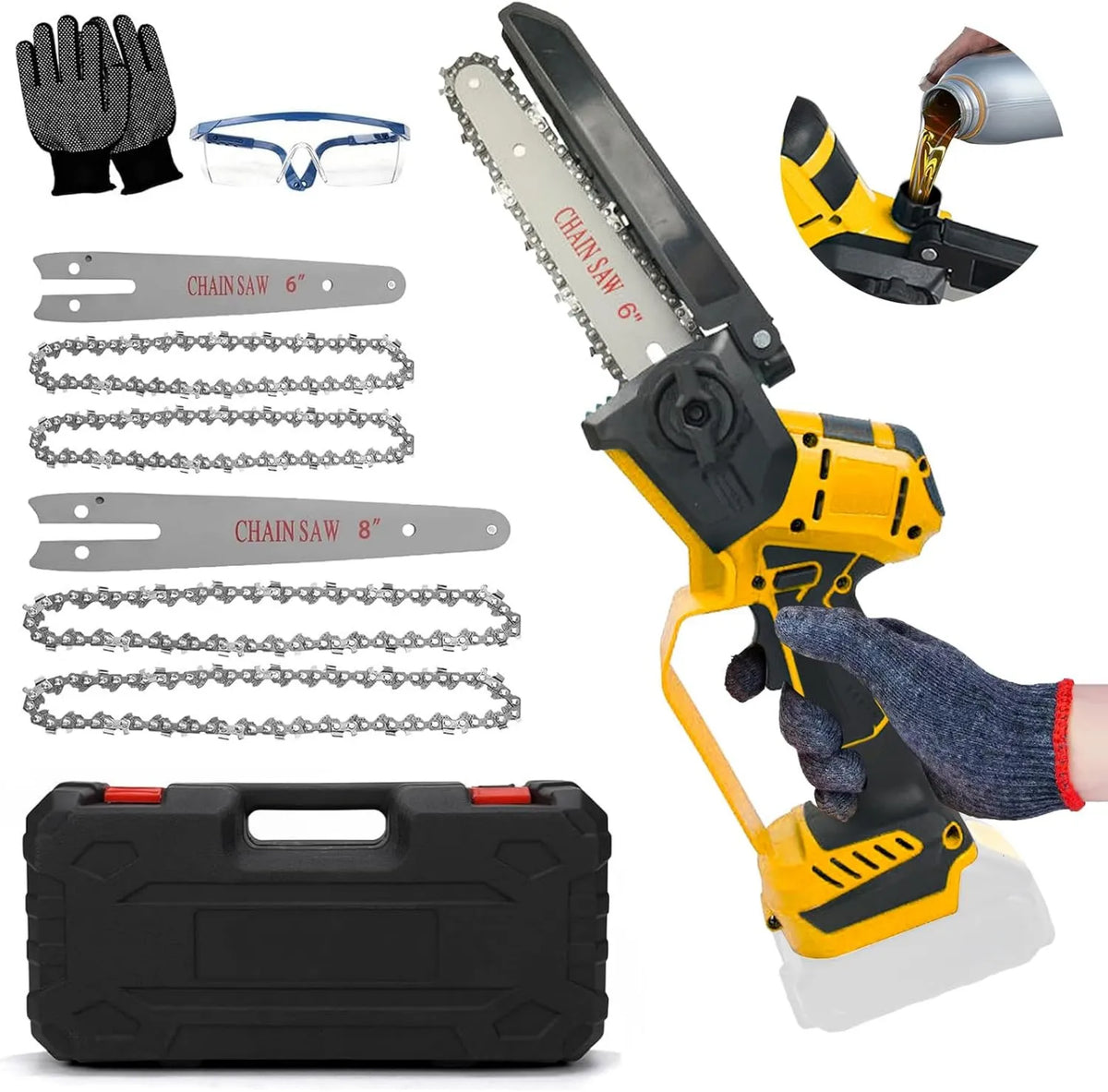 DeWalt pilarka łańcuchowa, 20 cm, 15 cm, silnik bezszczotkowy, zasilanie akumulatorowe, Mini piła łańcuchowa