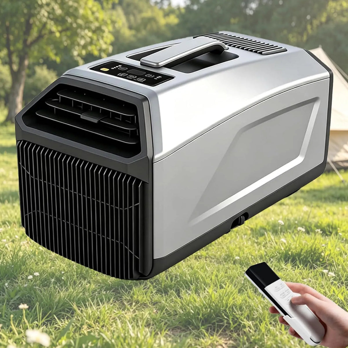 Pvxa klimatyzator przenośny, Klirentor powietrza Grey- 1300 W, 400 / 1300 W, 24 V, zegar, cichy, kemping, szary, 4500 Btu 110 V do podwójnej rury, chłodzi do 8 m² Grey-1300 W
