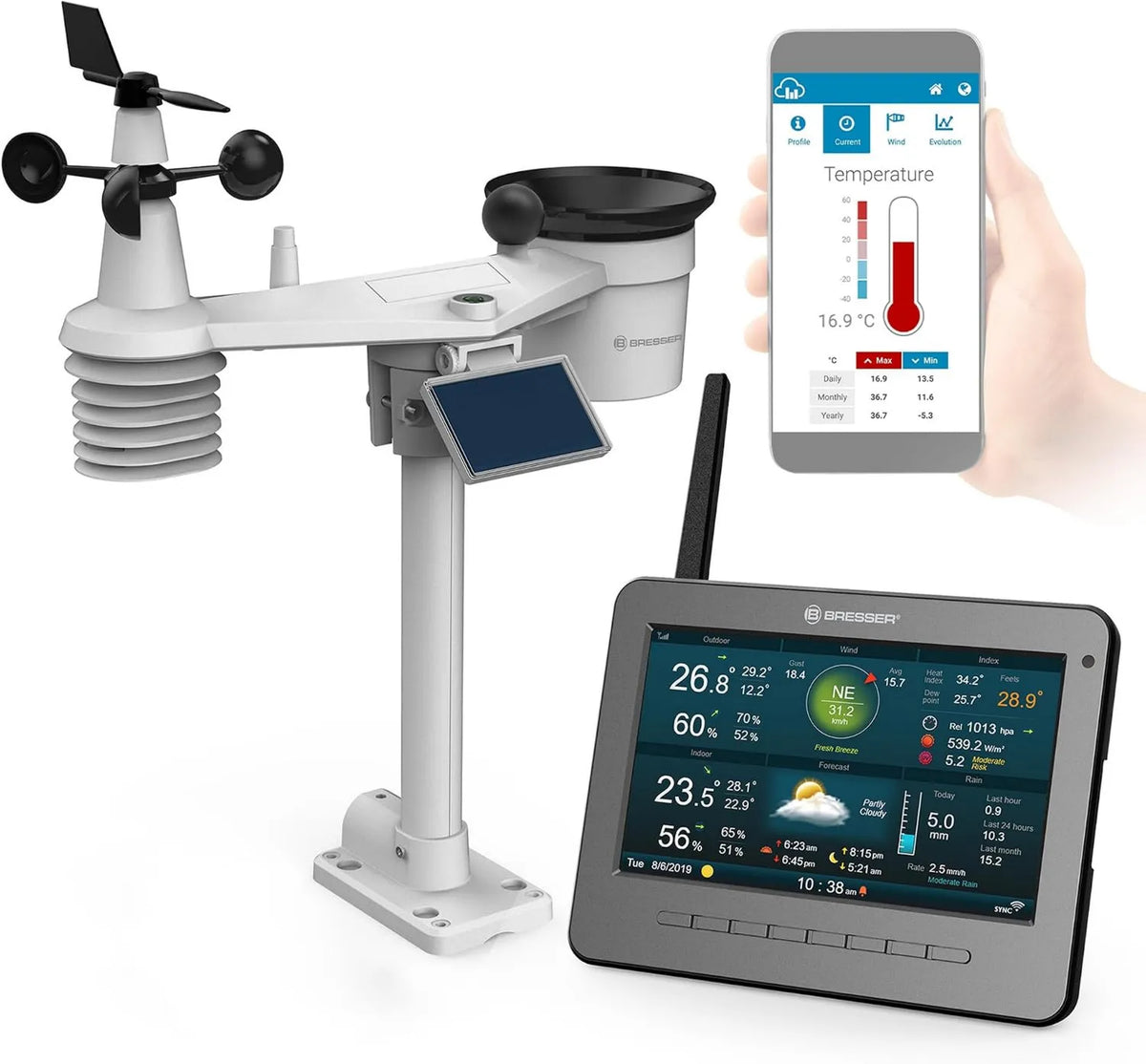 BRESSER, Stacja, Czujnik, Bezprzewodowa stacja meteorologiczna, WiFi