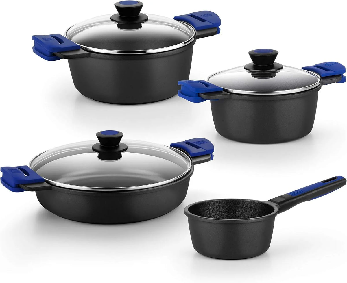 BRA, Bateria, bateria patelni i patelni, odlewane żelazo, kuchnia 7 sztuk odlewanego aluminium