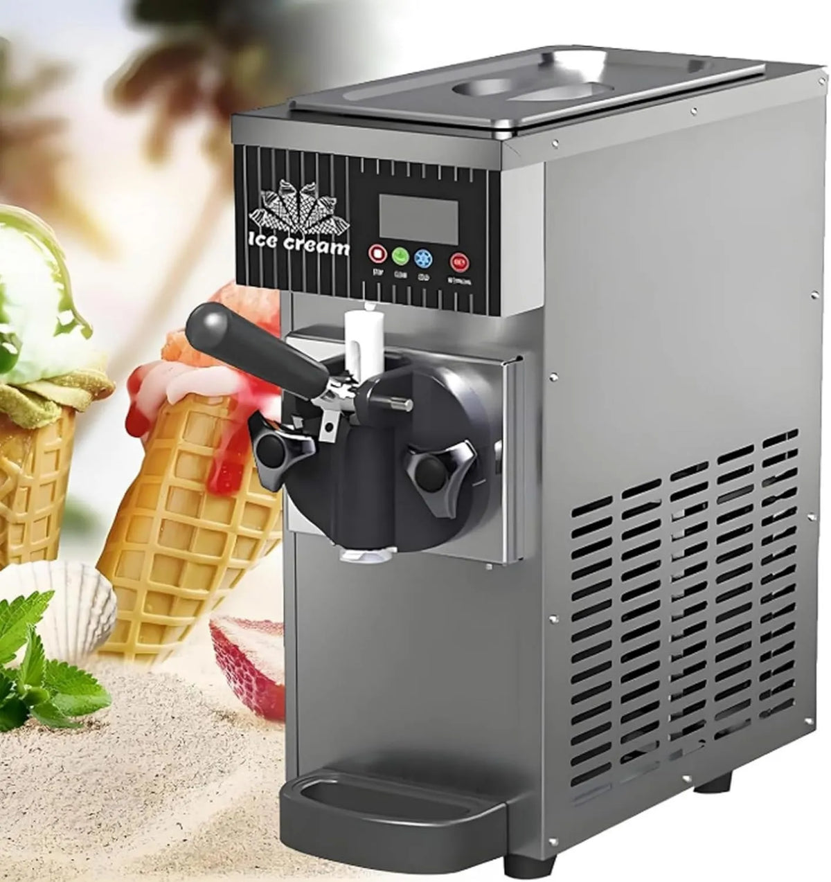 Oiyekntd, srebrny- 450 W Ice maszyna, Kosz, Ice maszyna i Sorbet, 3, 5 l, 450 W, 2, LCD Screen, Profesjonalne, Restauracja srebrny-450 W, Srebro