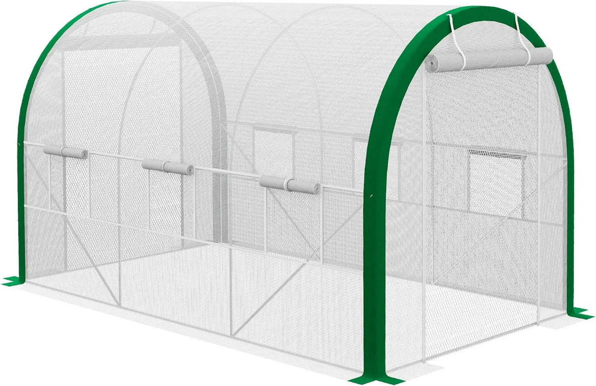 Outsunny, 2,1 m, 3,58 x 2,1 x 2,1 m, Szklarnia foliowa 3,58 x 2,1 x 2,1 m z drzwiami przesuwnymi, szklarnia na pomidory, szklarnia na balkon