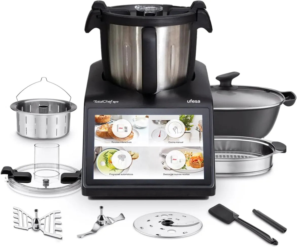 RK10 robot kuchenny, 4,5 l, 2400 W, sterowanie dotykowe, sterowanie WiFi, Ufesa TotalChef inteligentny wielofunkcyjny robot kuchenny