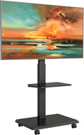 ECOTINY, Szafa TV, 75 cali, 600x400 mm, koła ruchome, Regulowana wysokość, Regulowana stopa TV z półką, uchwyt TV na kółkach ze stali