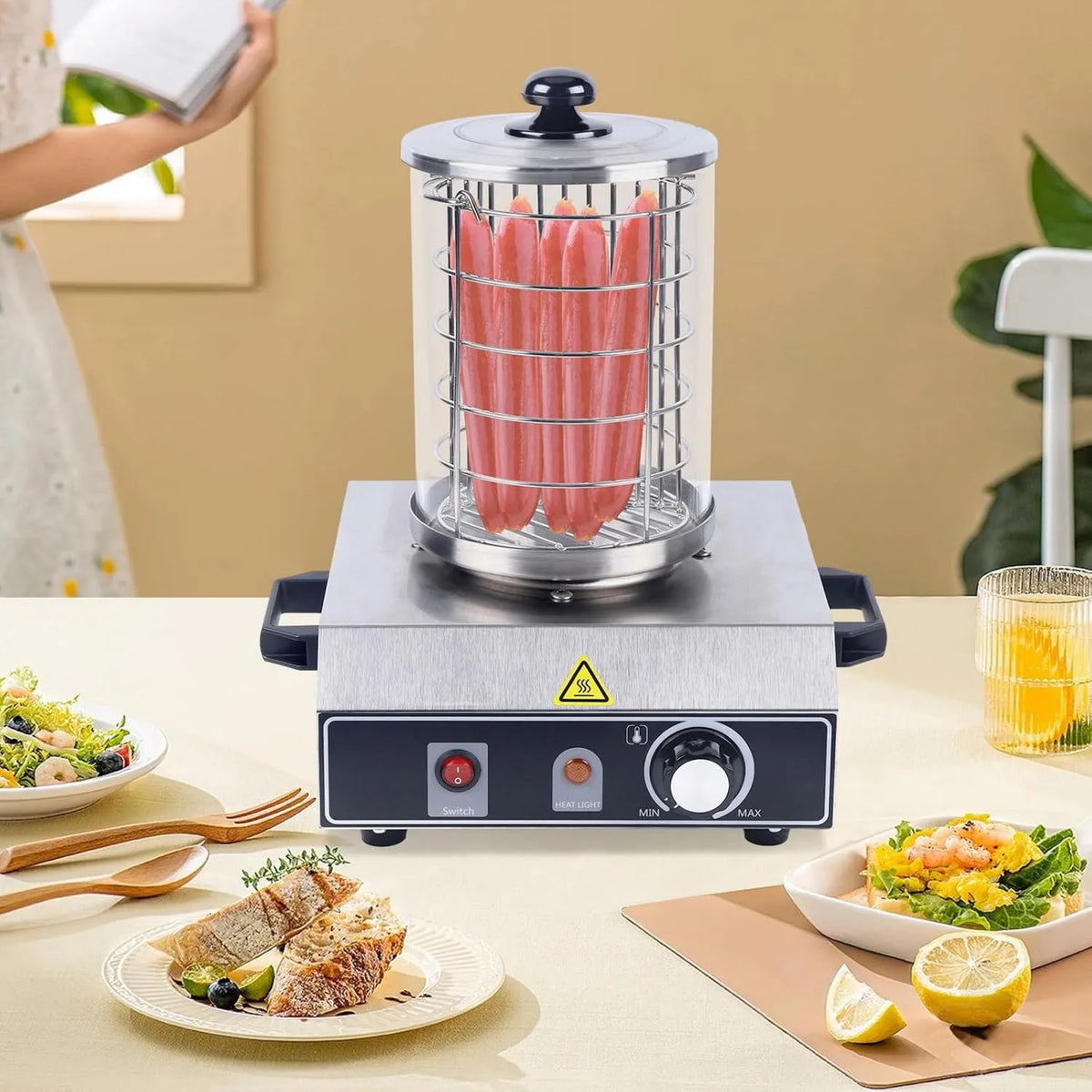Shiyinge, Maszyna do gotowania, 350 W, 220 V, restauracja, stal nierdzewna, ogrzewanie, hot dog