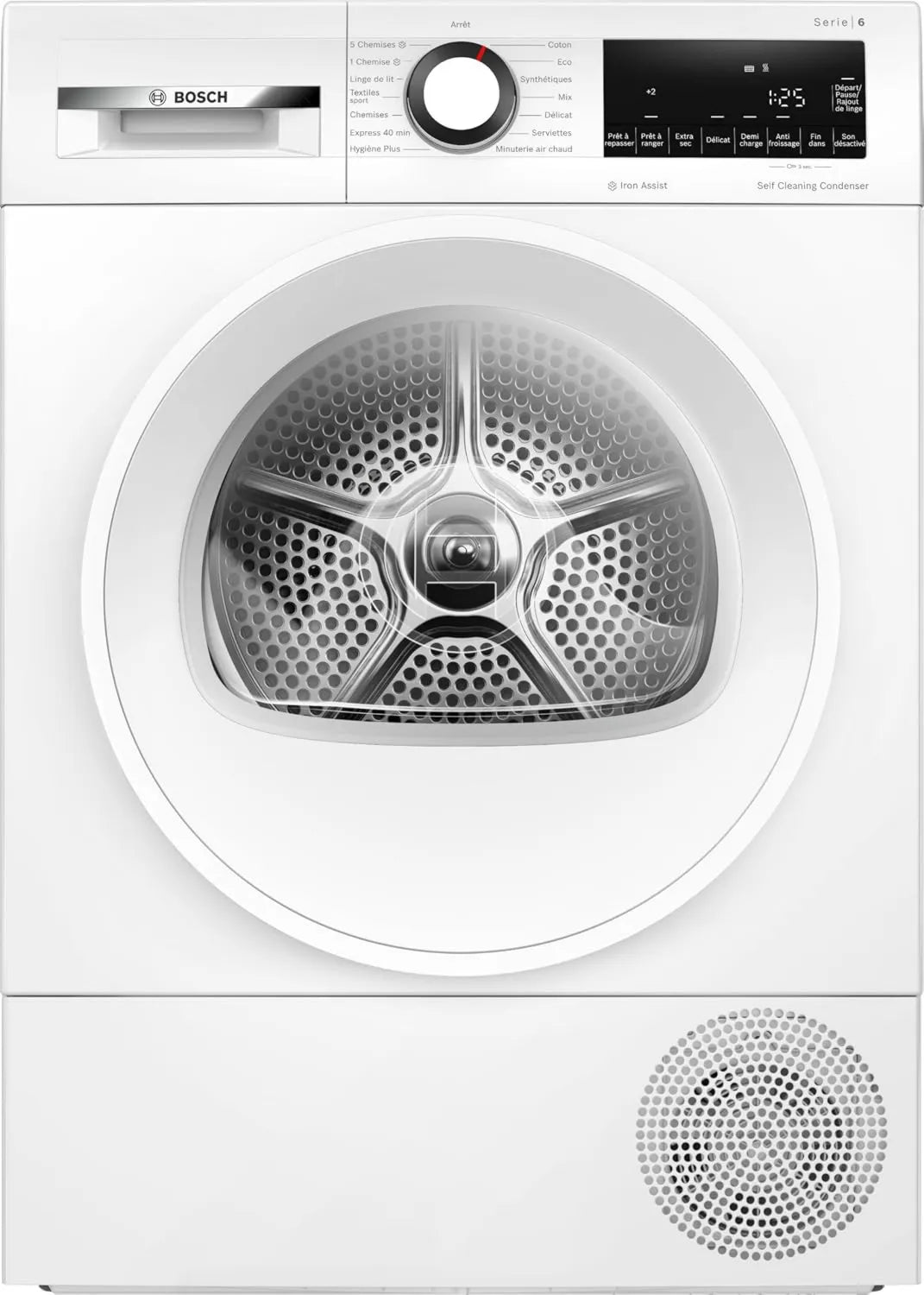 Bosch suszarka z pompą ciepła, WQG24502EN Suszarka, 8 kg, biały, szybkie suszenie 40 minut, Seria 6, AutoSuchy, Żelazo Assist, Pompa ciepła, Antiwibration WQG24502FR