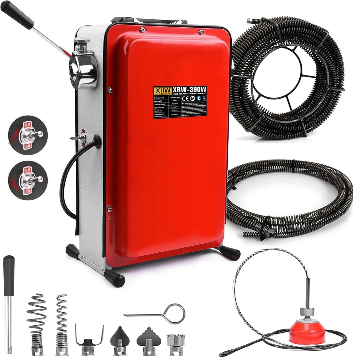 XIIW, Obrót z przodu / z tyłu, Kit Channels Wlot 450 obr. / min, Furet elektryczny 390 W 3 Spirales, 5m 12m/10m/2, 5m, 2