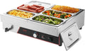 VEVOR, Bain- Marie de Comptoir, Buffet Ogrzewany w stali nierdzewnej, Elektryczny podgrzewacz platowy z para 1500 W, z 6 1 / 3 Gastros i pokrywy, do podawania