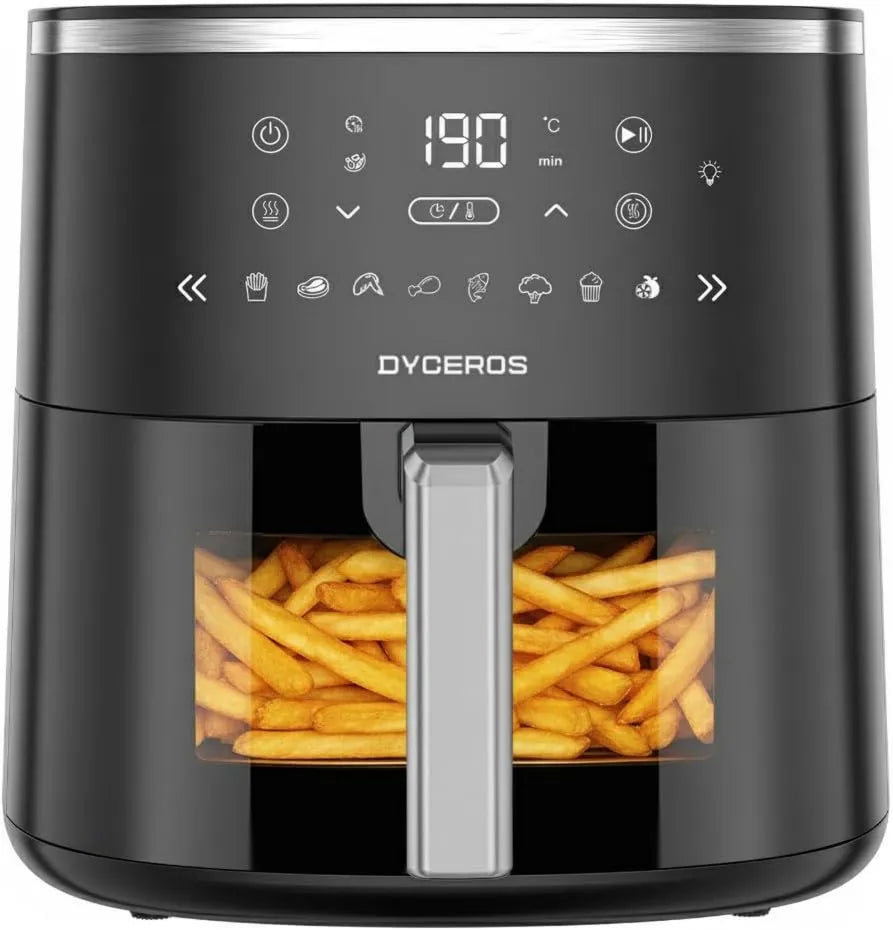 DYCEROS frytkownica beztłuszczowa, Frytkownica na gorące powietrze, 5, 7 l, 1600 W, frytkownica elektryczna wolna od oleju, frytkownica na powietrze ClearFry 1600 W