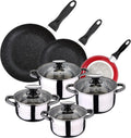 San Ignacio, 8pc Bateria, Bateria z patelni i patelni, 16 cm, 20 cm, 24 cm, stal nierdzewna, Kuchnia ze stali nierdzewnej, San