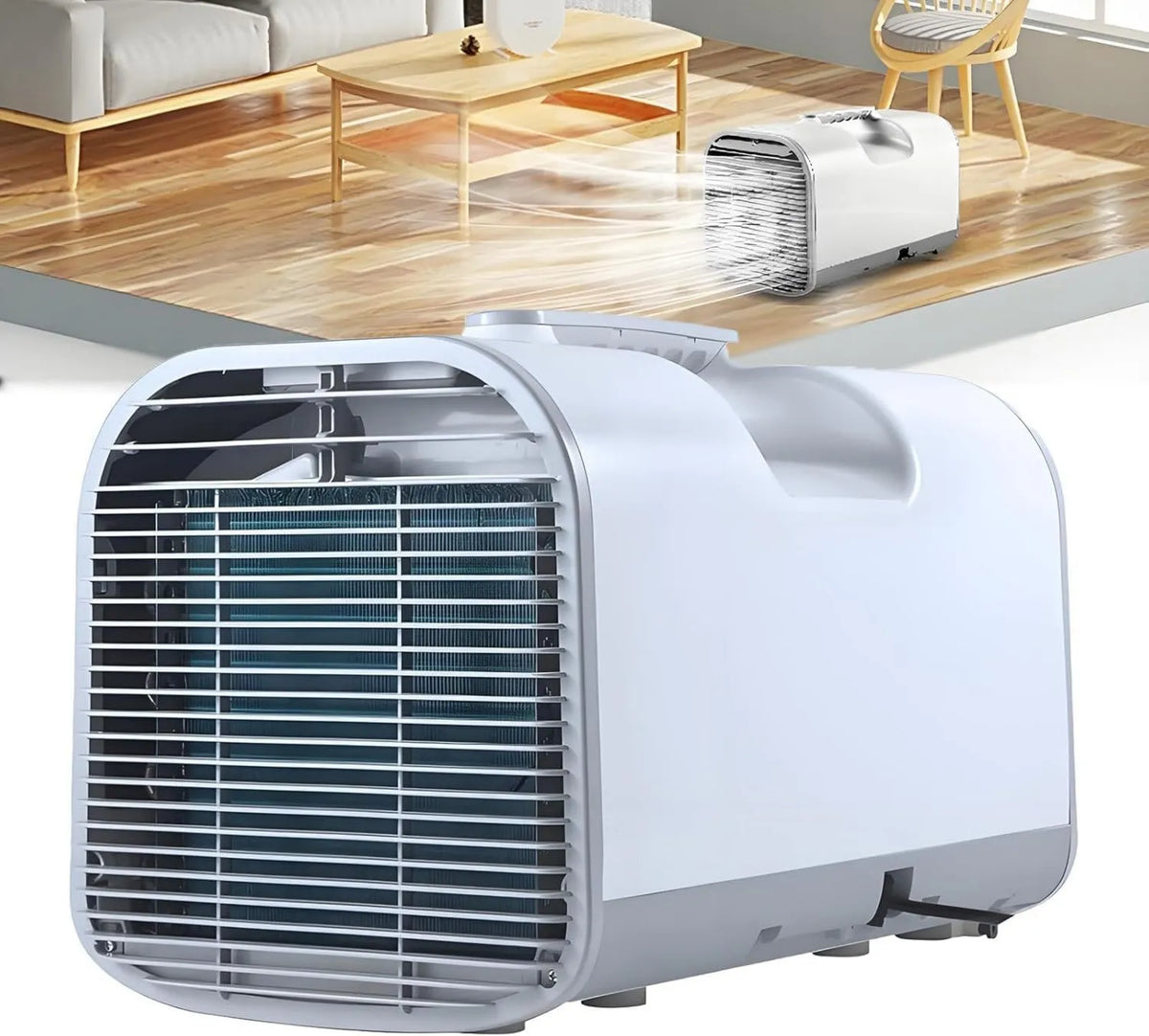GZGHRZQS klimatyzator przenośny, 420 W, 3 prędkości, tłumik, kemping, 4095 BTU, ze sprężarką, idealne do namiotów i