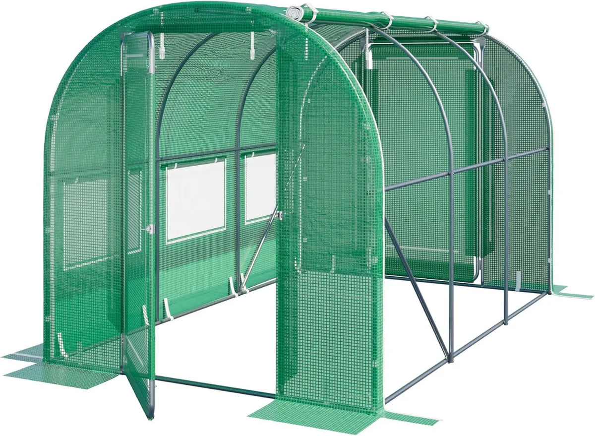 TOOLPORT Szklarnia tunelowa foliowa 2x3m z obrotową konstrukcją drzwi plandeka PE 180 g/m2 zielony przezroczysta