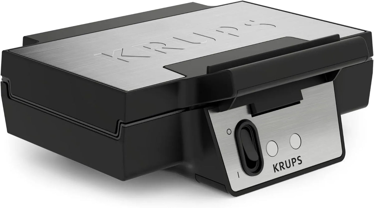 KRUPS gofrownica / opiekacz, FDK261 Łatwy w obsłudze, gofrownica Iconic 850 W, Ceramiczne płyty klejące, Ikona, Stal nierdzewna / czarna