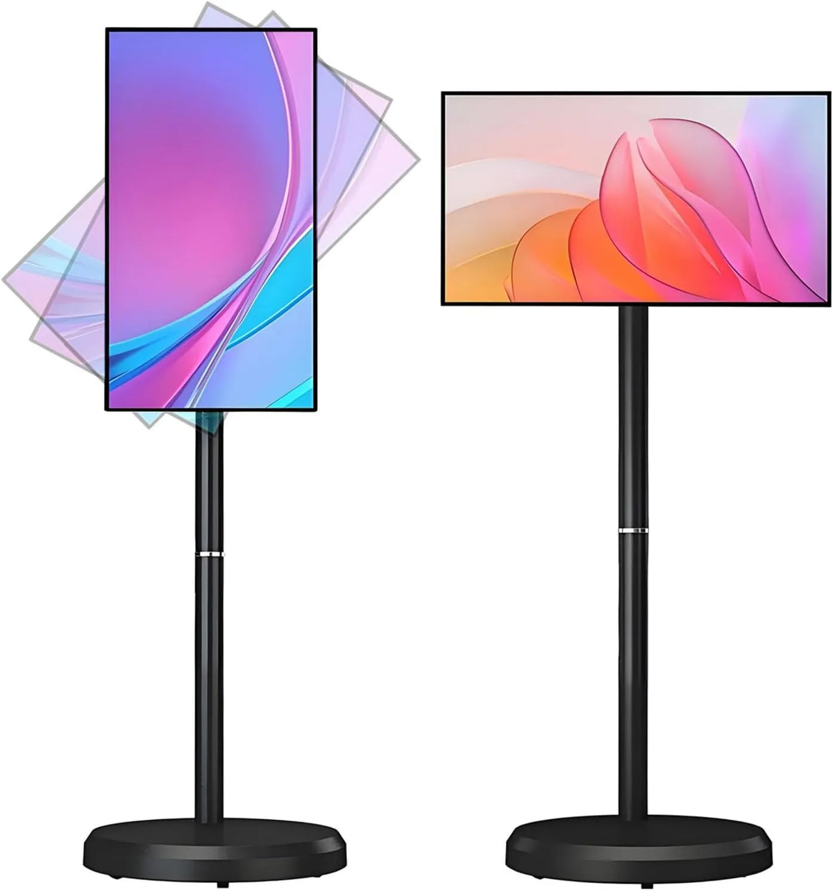 ExoticaBlend, Szafka TV 1080p 4 + 64GB, 21, 5 cali, przenośne, poruszające się koła, dotyk, Android OS, czarny, 6000 mah Zintegrowany, Android 14, Monitor biegania 64Go