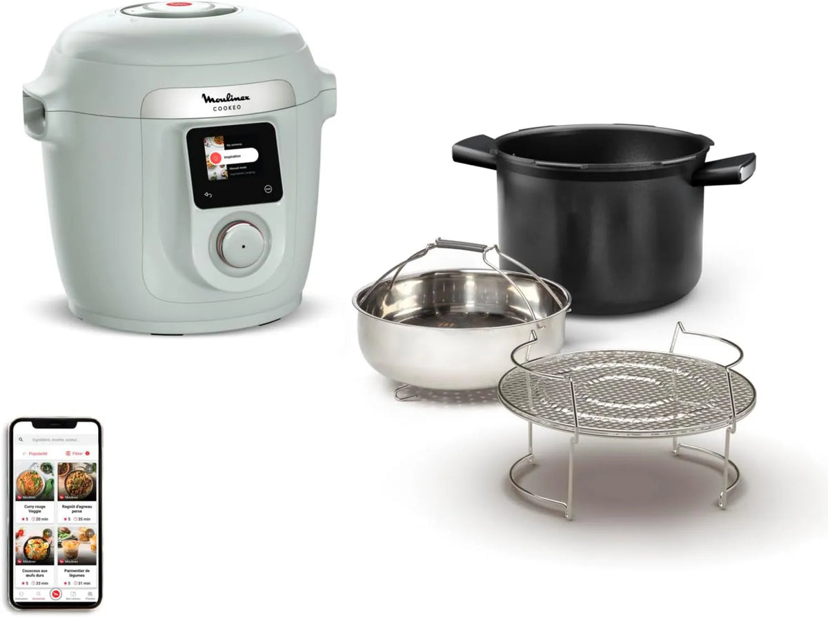 Moulinex CE96G310 multicooker, sterowanie WiFi, Cookeo Wi-Fi 10 w 1, inteligentny multicooker wysokociśnieniowy, 10 trybów gotowania