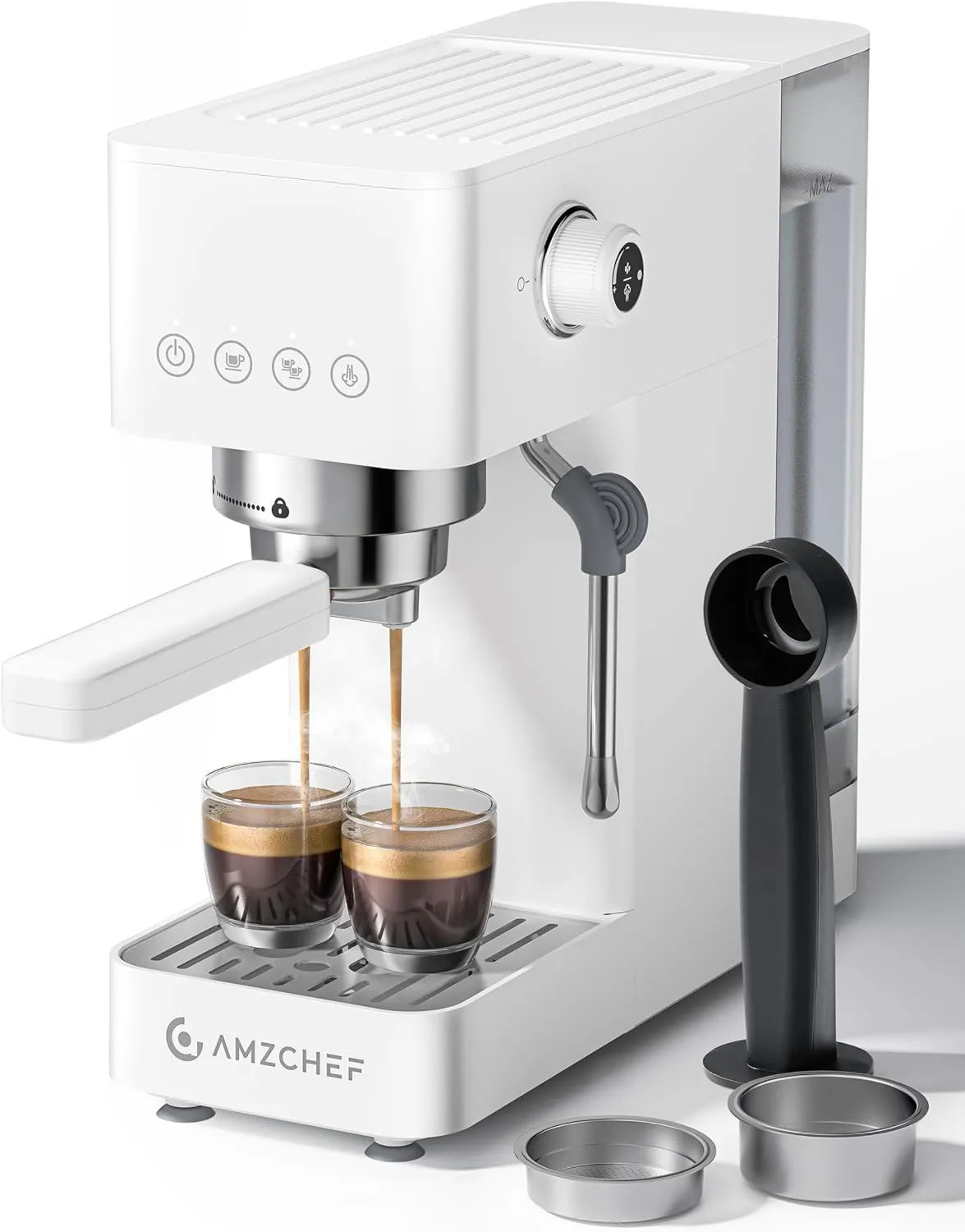 Ekspres ciśnieniowy, 20 bar, 1,5 l, AMZCHEF Ekspres do kawy z sitkiem, ekspres do espresso z profesjonalnym spieniaczem do mleka, latte i macchiato