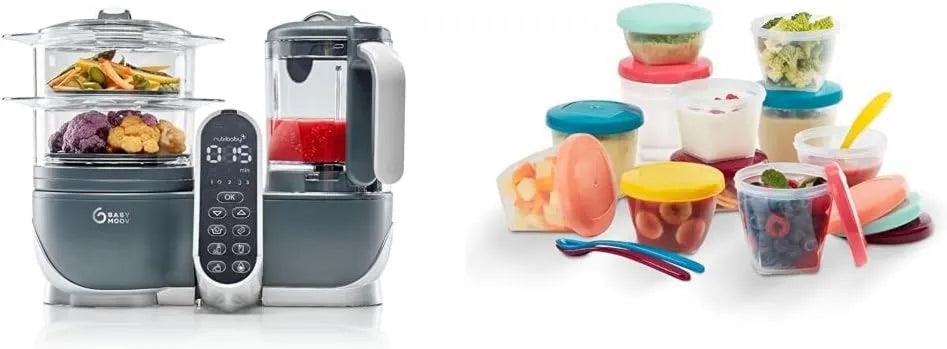 Blender, 2200 ml, funkcja pary, Babymoov Nutribaby, szary parowar blender 6 w 1 & Babymoov Nutribaby One, 4 urządzenia w 1: miksowanie